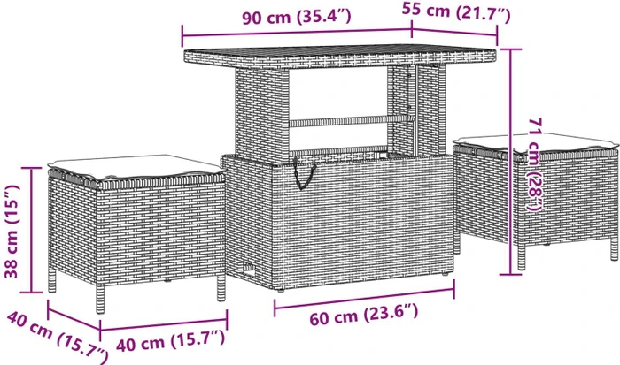 vidaXL Polyrattan Gartensofa Lounge-Set schwarz, 11-tlg.