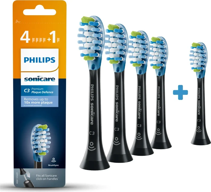 Philips HX9045/33 Sonicare C3 Premium Plaque Defence Ersatzbürste schwarz, 5 Stück