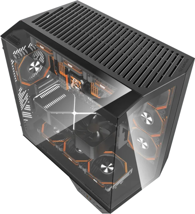 DarkFlash DY470 Shadow Black, inkl. 4x Lüfter, inkl. GPU-Halterung, Glasfenster
