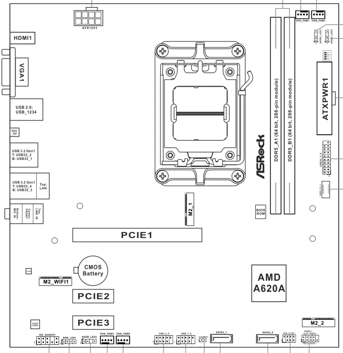 ASRock A620AM-HVS (AMD AM5)