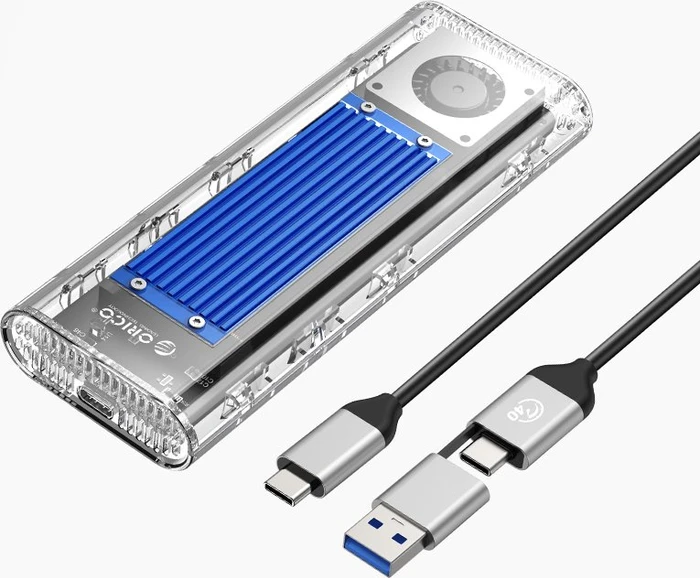 Orico TCM2-U4, M.2 NVMe SSD Enclosure, transparent/blau, M.2, USB4