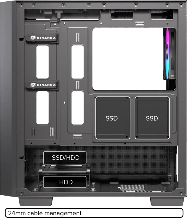 Einarex Pulse PM150 RGB Black, schwarz, Glasfenster
