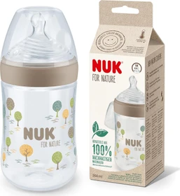 NUK For Nature Trinkflasche mit Temperature Control Silikon, 0+M, 260ml, braun