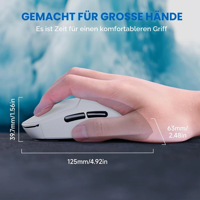 Attack Shark X8 Plus Tri-mode Wireless Gaming Mouse, weiß, inkl. Grip Tape & C06 Ultra LED Kabel, USB/Bluetooth