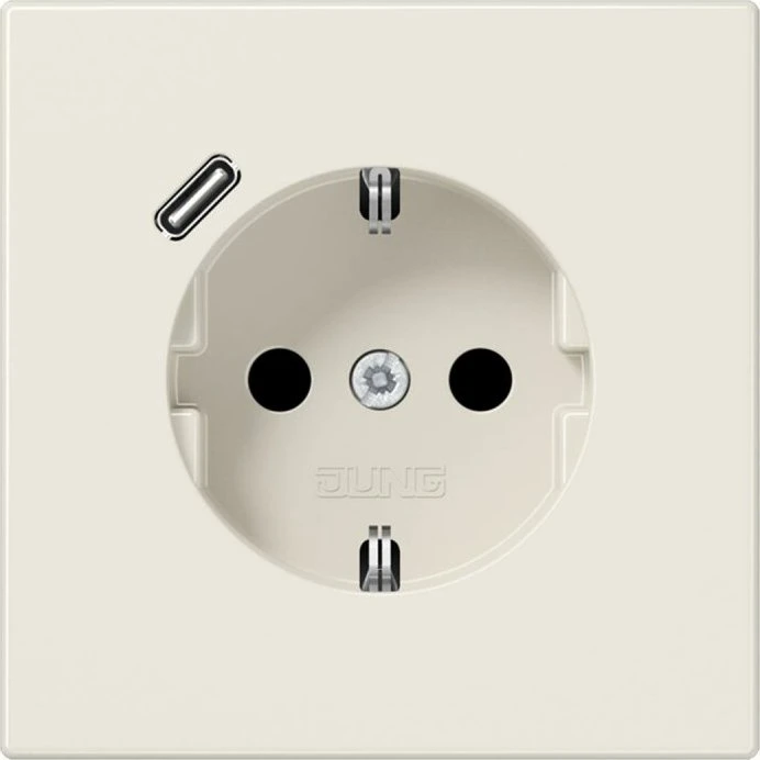 Jung SCHUKO-Steckdose mit USB-Ladegerät Safety+, weiß