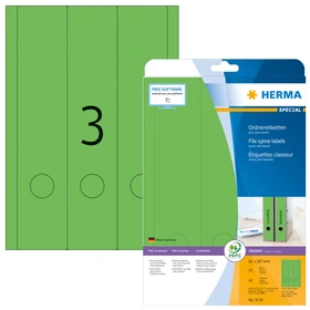 Herma Ordneretiketten, 61x297mm, grün, 20 Blatt (60 Etiketten)