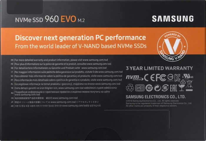 Samsung SSD 960 EVO 250GB, M.2 2280 / M-Key / PCIe 3.0 x4