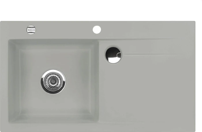 systemceram Stema 90 Einbau Becken links mit Ablauffernbedienung titan