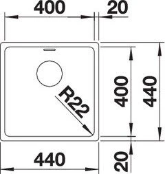 Blanco Andano 400-U InFino Unterbau Becken mittig edelstahl