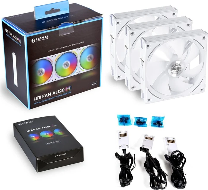Lian Li Uni Fan AL120, weiß, LED-Steuerung, Lüftersteuerung, 120mm, 3er-Pack
