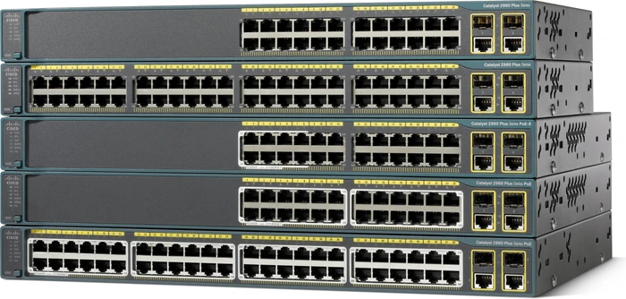 Cisco Catalyst 2960-Plus LAN Lite Rackmount Managed Switch, 24x RJ-45, 2x RJ-45/SFP, 123W PoE