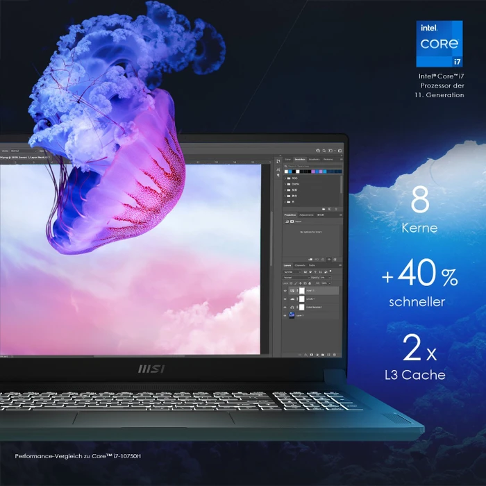 MSI Creator 17 B11UG-443, Core Black, Core i7-11800H, 32GB RAM, 1TB SSD, GeForce RTX 3070, DE