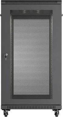 Lanberg 19" Rackschrank 22HE, freistehend, Flat Pack, Gitternetztür, IP20, RAL 9004, 1000mm tief