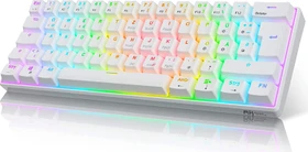 RK Royal Kludge RK61 60% Wireless, weiß, LEDs RGB, hot-swap, RK BROWN, USB/Bluetooth, DE