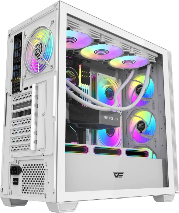 DarkFlash DS900WS White, USB-C, inkl. 4x Lüfter, Glasfenster