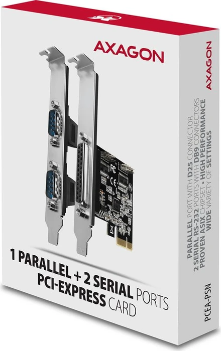Axagon 2x seriell/1x parallel, PCIe 2.0 x1