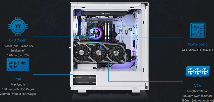 Thermaltake Divider 500 TG Air Snow Edition, weiß, Glasfenster