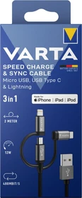 Varta 3in1 Speed Charge & Sync Cable 2m schwarz