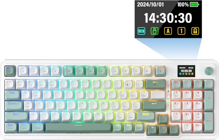 Redragon Galatin Pro K719 Wireless, Jade Cloud, LEDs RGB, Outemu Red, USB/Bluetooth, US