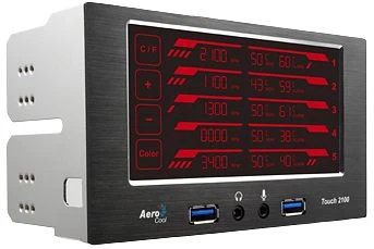 AeroCool Touch 2100, 2x 5.25" Dualbay Lüftersteuerung, 5-Kanal