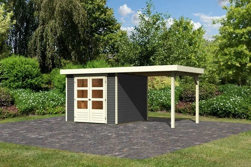 Karibu Askola 3.5 Gartenhaus inkl. Anbau 2.4m terragrau