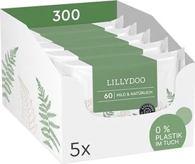 Lillydoo Green Feuchttücher, 300 Stück (5x 60 Stück)
