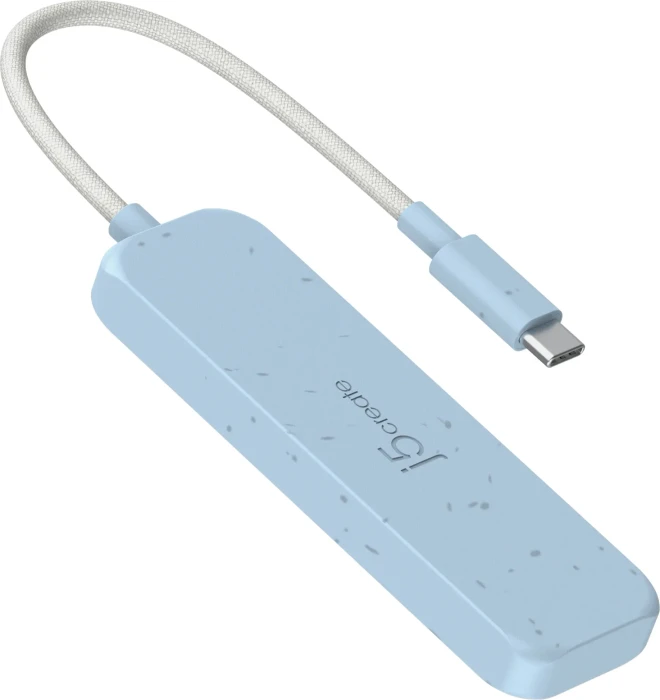 j5create Eco-Friendly 4-in-1 USB-C Hub blau, 4x USB-C 3.1, USB-C 3.1 [Stecker]