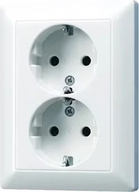 Jung Serie CD SCHUKO Zweifach-Steckdose 16A 250V, alpinweiß