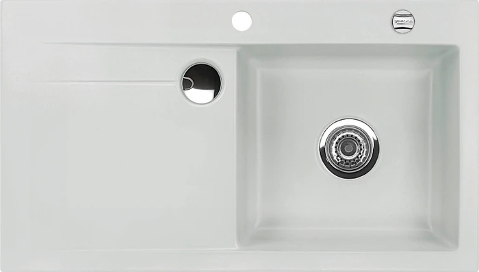 systemceram Stema 90 F Einbau Becken rechts mit Ablauffernbedienung alu
