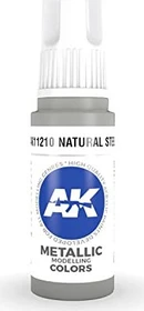 AK-Interactive 3rd Gen Acrylic Colors Metallic Modelling Colors natural steel, 17ml