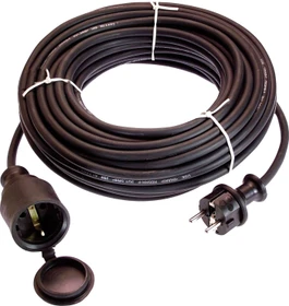 as-Schwabe Verlängerungskabel für den Außenbereich, Schutzkontakt mit Schutzkappe, H05RR-F 3G1.5, schwarz, 50m