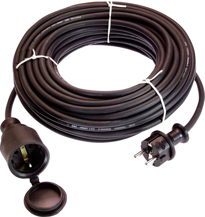 as-Schwabe Verlängerungskabel für den Außenbereich, Schutzkontakt mit Schutzkappe, H05RR-F 3G1.5, schwarz, 50m