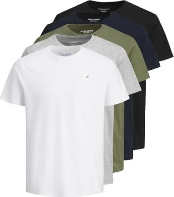 Jack & Jones Logo 5er-Pack T-Shirt kurzarm schwarz/weiß/blau (Herren)