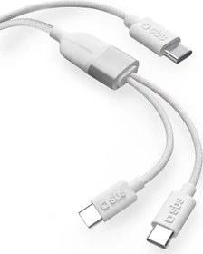 SBS Mobile USB-C Splitter Y-Kabel, 60W, USB-C [Stecker] auf 2x USB-C [Stecker], 1.5m, weiß (TECABLETCC2IN1)