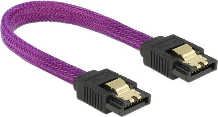 DeLOCK SATA 6Gb/s Kabel Premium violett 0.1m, gerade/gerade