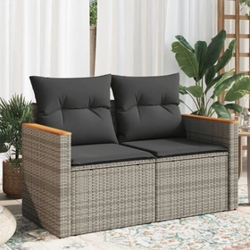 vidaXL Gartensofa mit Kissen 124cm 2-Sitzer grau