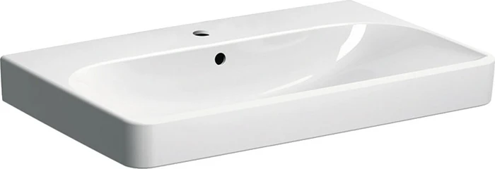 Geberit Smyle Square Waschtisch 75cm, Hahnloch mittig, mit Überlauf, weiß/KeraTect