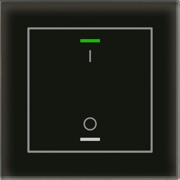 MDT Glastaster II Light 1-fach schwarz, Temperatursensor, Symbol I/O