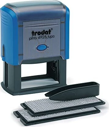 trodat printy 4928 Typomatic Textstempel zum Selbersetzen, 60x33mm, schwarz/blau