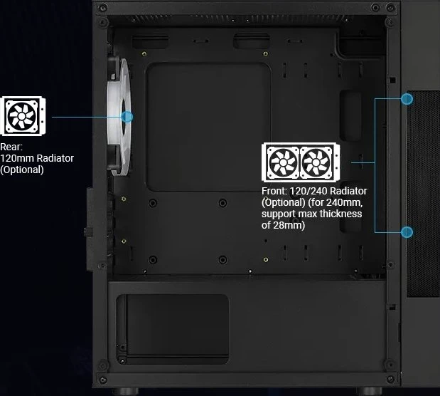 AeroCool Atomic Lite [V1], Lüfter LED Fixed RGB, Glasfenster