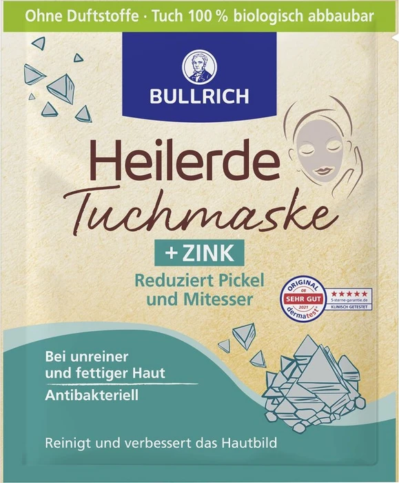 Bullrich Heilerde Tuchmaske + Zink, 1 Stück