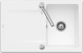 Villeroy & Boch Siluet 800x510mm Einbau Becken reversibel mit Ablauffernbedienung stone white