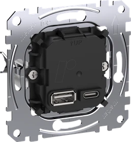 Merten USB Ladestation-Einsatz Typ A+C mit Power-Delivery-Technologie und 45W Ladeleistung