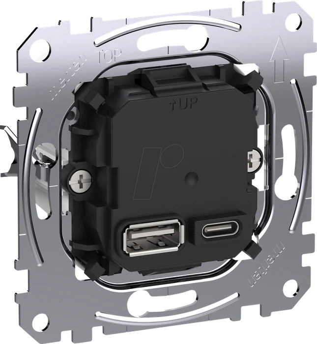 Merten USB Ladestation-Einsatz Typ A+C mit Power-Delivery-Technologie und 45W Ladeleistung