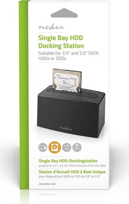Nedis Single Bay HDD Docking Station, 1x 2.5"/3.5", USB-B 3.0