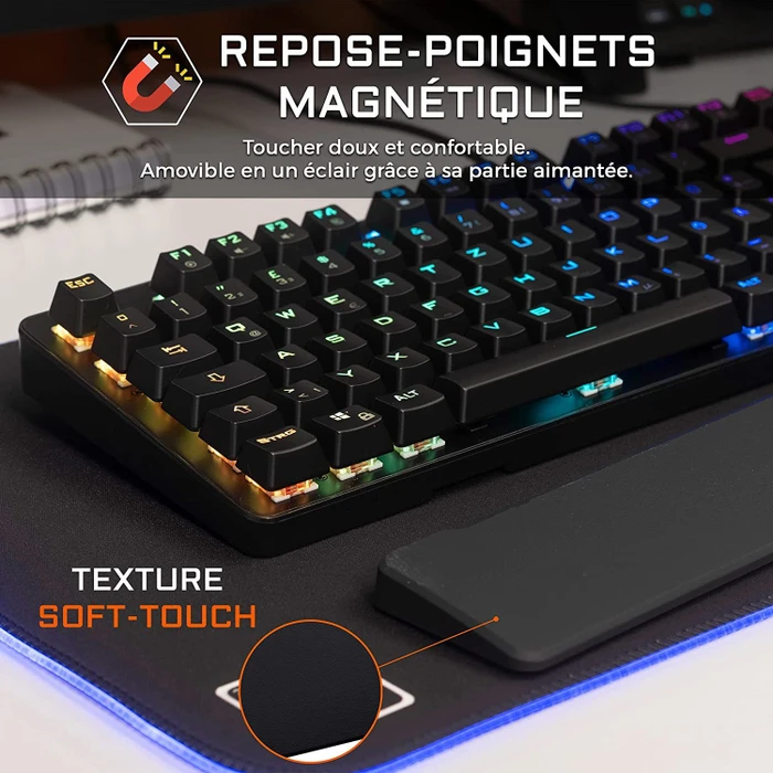 The G-Lab Keyz Rubidium E Gaming Tastatur, LEDs RGB, Outemu Red, USB, FR