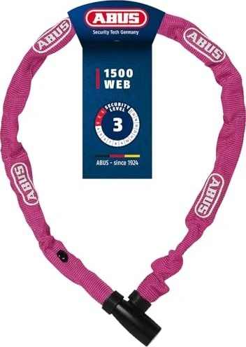 ABUS Schloss-Ketten-Kombi 1500/60 web Kettenschloss, Schlüssel coral
