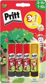 Pritt Original Klebestift, 4 Stück (3x 11g Original + 1x 10g Neon)