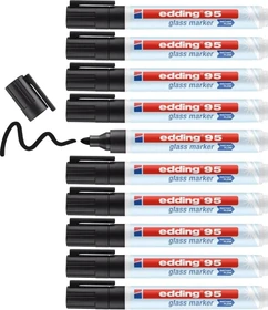 edding 95 Glasmarker schwarz, 10er-Pack
