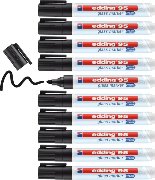 edding 95 Glasmarker schwarz, 10er-Pack